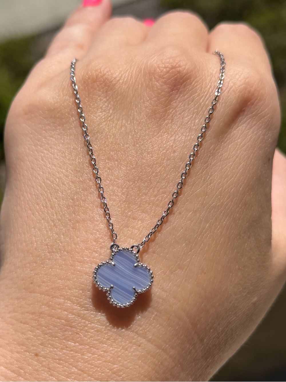 Alhambra Style Lavender Clover Necklace Four-Leaf Clover Pendant